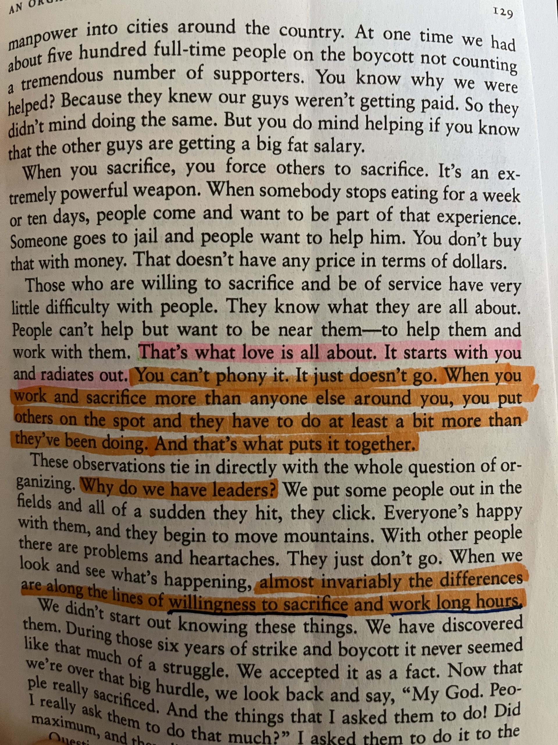 A book Gil found with highlights by someone else.